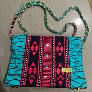 Teal and Pink Patterned Women's Bag